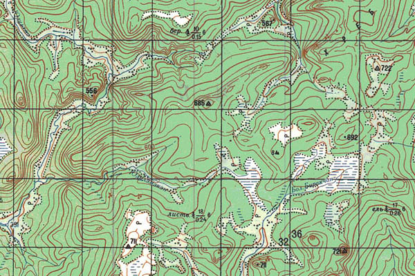 Уменьшенный фрагмент представленной топографической карты P-46-15_16 - Trasa.ru