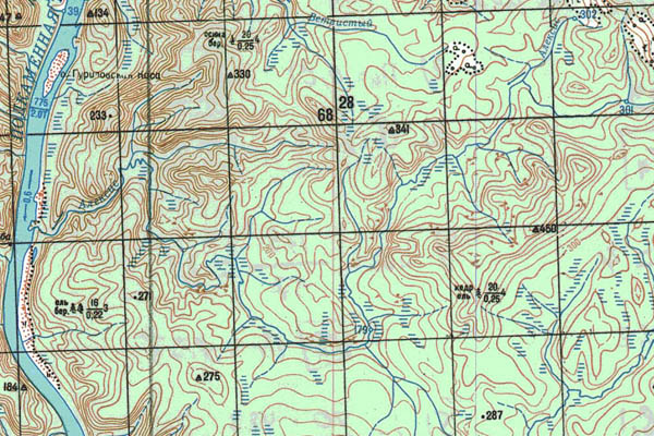 Уменьшенный фрагмент представленной топографической карты P-46-19_20 - Trasa.ru