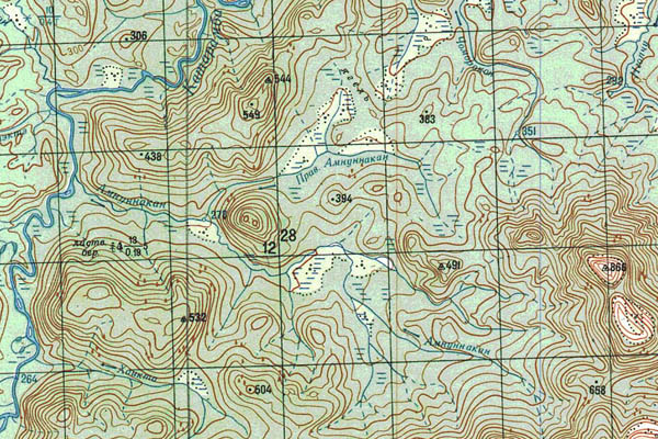 Уменьшенный фрагмент представленной топографической карты P-47-07_08 - Trasa.ru