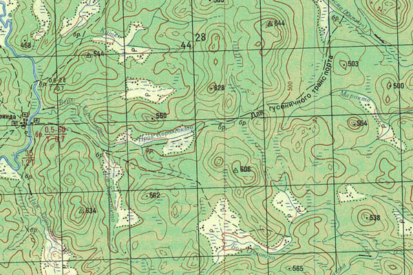 Уменьшенный фрагмент представленной топографической карты P-47-13_14 - Trasa.ru