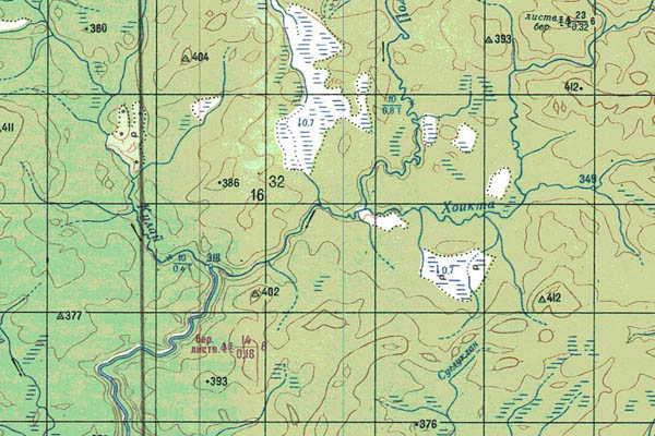 Уменьшенный фрагмент представленной топографической карты P-47-33_34 - Trasa.ru