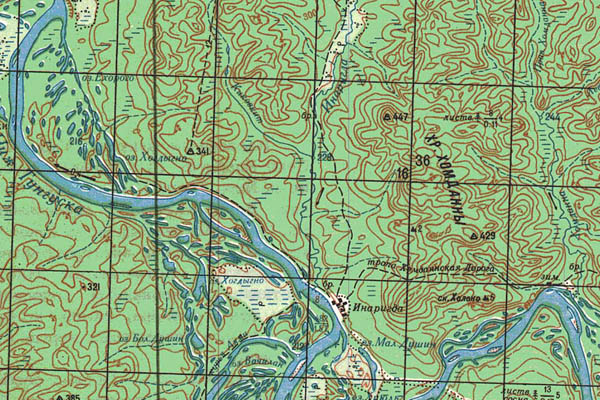 Уменьшенный фрагмент представленной топографической карты P-48-11_12 - Trasa.ru