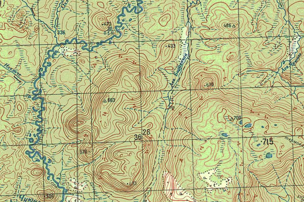 Уменьшенный фрагмент представленной топографической карты P-48-13_14 - Trasa.ru