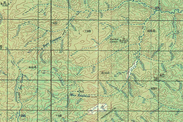 Уменьшенный фрагмент представленной топографической карты P-48-15_16 - Trasa.ru