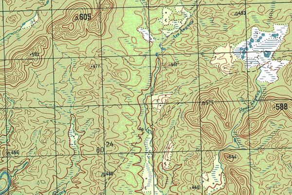 Уменьшенный фрагмент представленной топографической карты P-48-19_20 - Trasa.ru