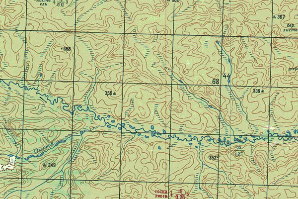 Уменьшенный фрагмент представленной топографической карты P-48-23_24 - Trasa.ru