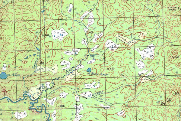 Уменьшенный фрагмент представленной топографической карты P-48-25_26 - Trasa.ru