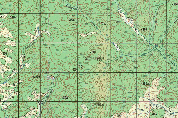Уменьшенный фрагмент представленной топографической карты P-48-27_28 - Trasa.ru
