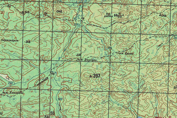 Уменьшенный фрагмент представленной топографической карты P-48-29_30 - Trasa.ru