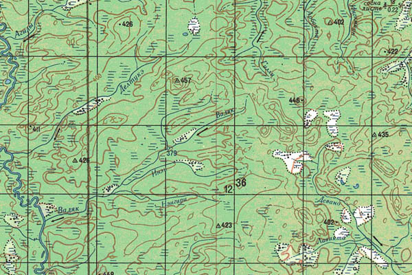 Уменьшенный фрагмент представленной топографической карты P-48-33_34 - Trasa.ru
