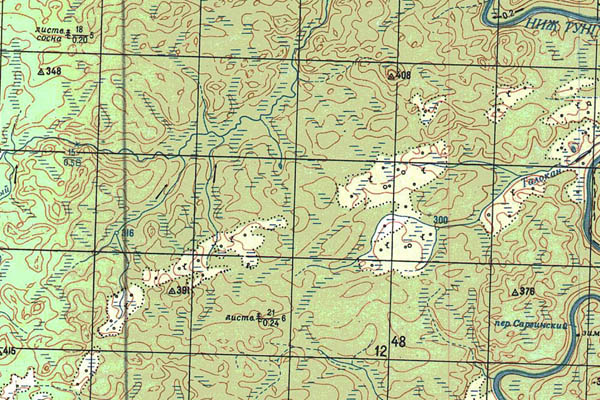 Уменьшенный фрагмент представленной топографической карты P-48-35_36 - Trasa.ru
