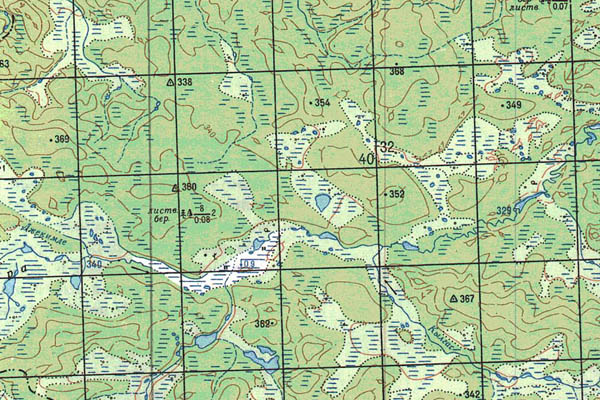 Уменьшенный фрагмент представленной топографической карты P-49-13_14 - Trasa.ru