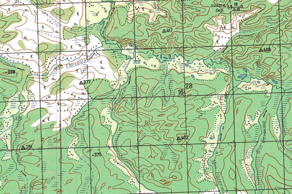 Уменьшенный фрагмент представленной топографической карты P-49-31_32 - Trasa.ru