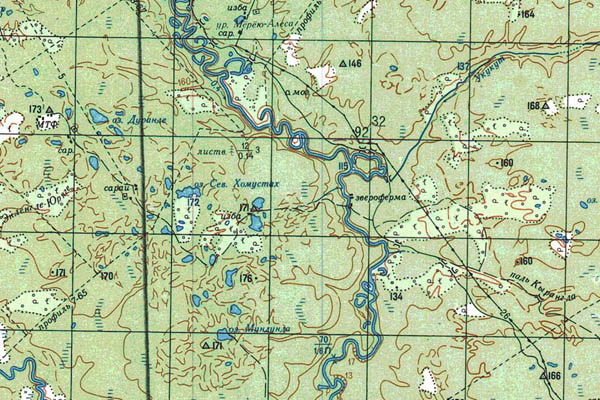 Уменьшенный фрагмент представленной топографической карты P-50-05_06 - Trasa.ru