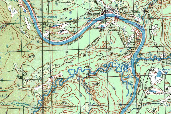 Уменьшенный фрагмент представленной топографической карты P-50-13_14 - Trasa.ru