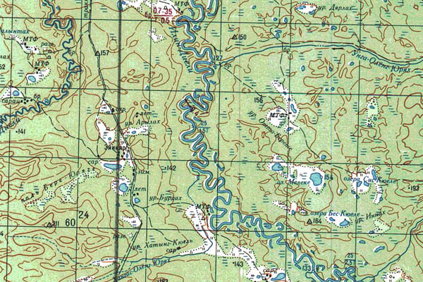 Уменьшенный фрагмент представленной топографической карты P-50-21_22 - Trasa.ru