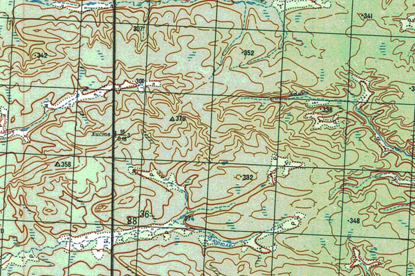 Уменьшенный фрагмент представленной топографической карты P-50-29_30 - Trasa.ru