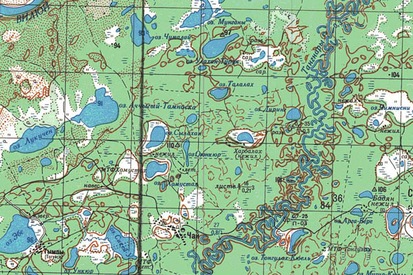 Уменьшенный фрагмент представленной топографической карты P-51-03_04 - Trasa.ru