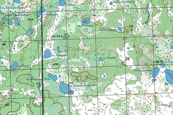 Уменьшенный фрагмент представленной топографической карты P-51-07_08 - Trasa.ru