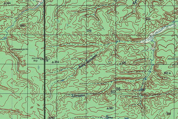 Уменьшенный фрагмент представленной топографической карты P-51-21_22 - Trasa.ru