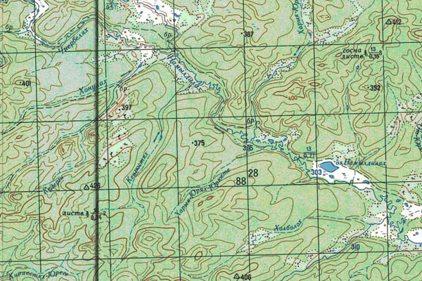 Уменьшенный фрагмент представленной топографической карты P-51-25_26 - Trasa.ru