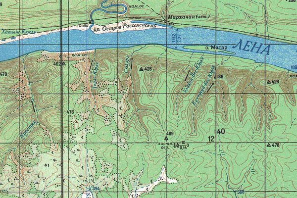Уменьшенный фрагмент представленной топографической карты P-51-33_34 - Trasa.ru
