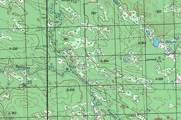 Уменьшенный фрагмент представленной топографической карты P-52-13_14 - Trasa.ru