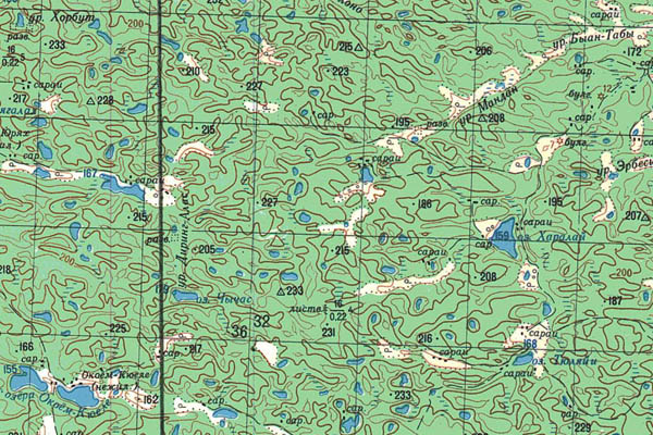 Уменьшенный фрагмент представленной топографической карты P-52-17_18 - Trasa.ru