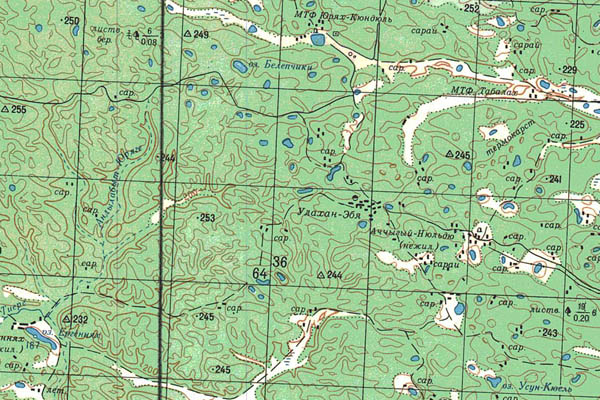 Уменьшенный фрагмент представленной топографической карты P-52-23_24 - Trasa.ru