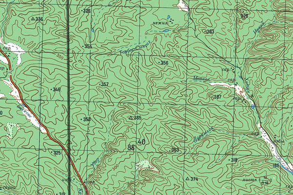 Уменьшенный фрагмент представленной топографической карты P-52-29_30 - Trasa.ru
