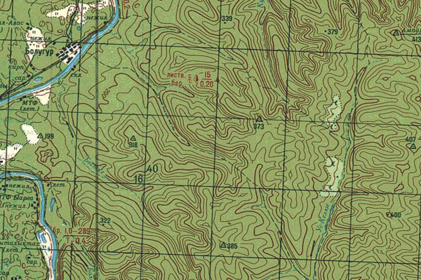 Уменьшенный фрагмент представленной топографической карты P-52-35_36 - Trasa.ru