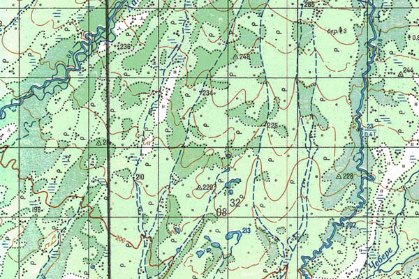 Уменьшенный фрагмент представленной топографической карты P-53-09_10 - Trasa.ru
