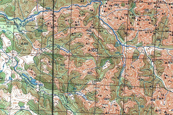 Уменьшенный фрагмент представленной топографической карты P-53-11_12 - Trasa.ru