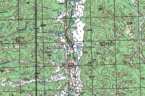 Уменьшенный фрагмент представленной топографической карты P-53-13_14 - Trasa.ru