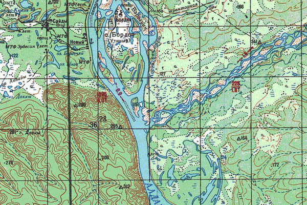 Уменьшенный фрагмент представленной топографической карты P-53-15_16 - Trasa.ru