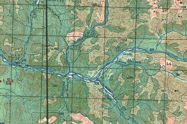 Уменьшенный фрагмент представленной топографической карты P-53-17_18 - Trasa.ru