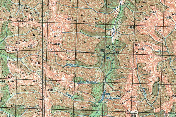 Уменьшенный фрагмент представленной топографической карты P-53-23_24 - Trasa.ru