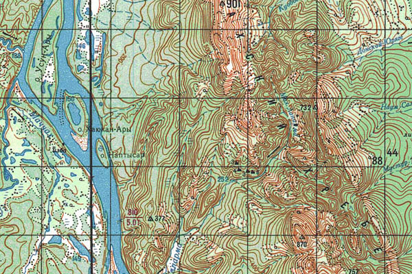 Уменьшенный фрагмент представленной топографической карты P-53-27_28 - Trasa.ru