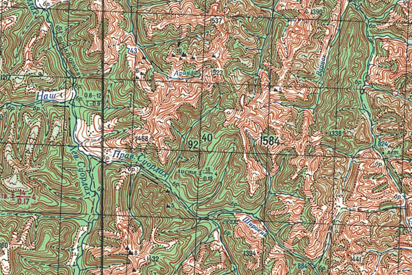 Уменьшенный фрагмент представленной топографической карты P-53-29_30 - Trasa.ru