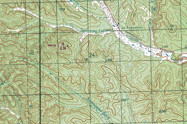 Уменьшенный фрагмент представленной топографической карты P-53-31_32 - Trasa.ru