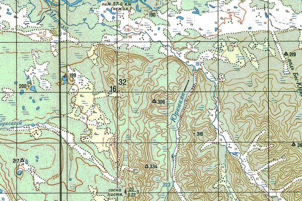 Уменьшенный фрагмент представленной топографической карты P-53-33_34 - Trasa.ru