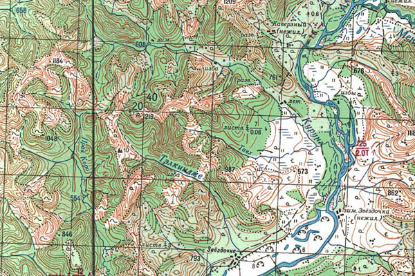 Уменьшенный фрагмент представленной топографической карты P-53-35_36 - Trasa.ru