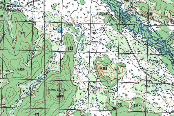 Уменьшенный фрагмент представленной топографической карты P-54-11_12 - Trasa.ru