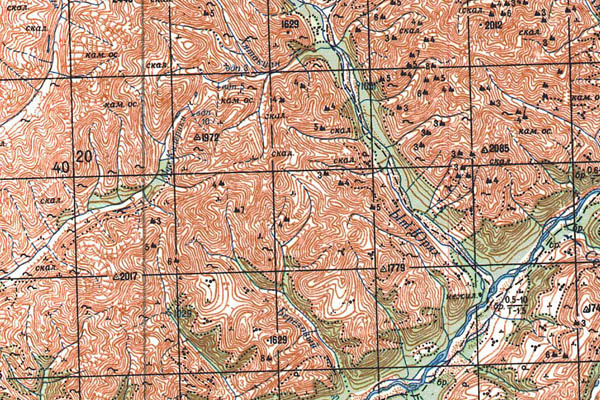 Уменьшенный фрагмент представленной топографической карты P-54-13_14 - Trasa.ru