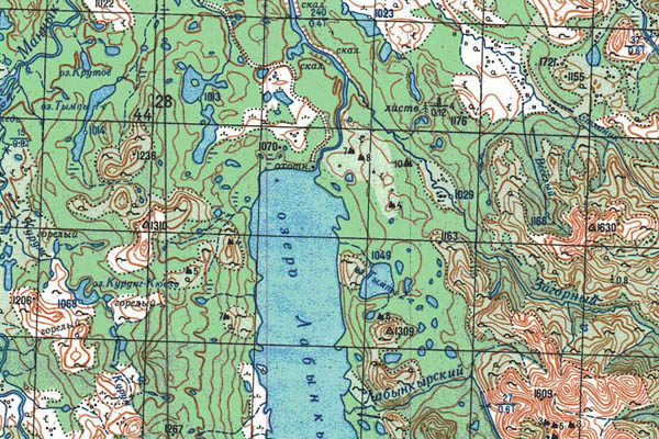 Уменьшенный фрагмент представленной топографической карты P-54-17_18 - Trasa.ru