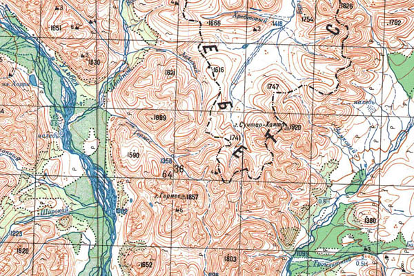 Уменьшенный фрагмент представленной топографической карты P-54-23_24 - Trasa.ru