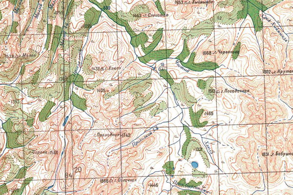Уменьшенный фрагмент представленной топографической карты P-54-25_26 - Trasa.ru