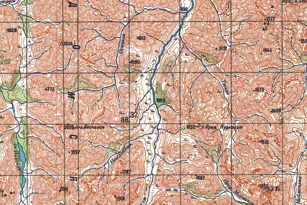 Уменьшенный фрагмент представленной топографической карты P-54-27_28 - Trasa.ru