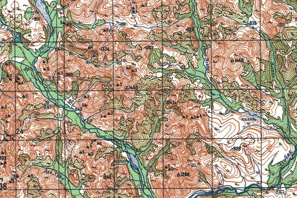 Уменьшенный фрагмент представленной топографической карты P-54-33_34 - Trasa.ru
