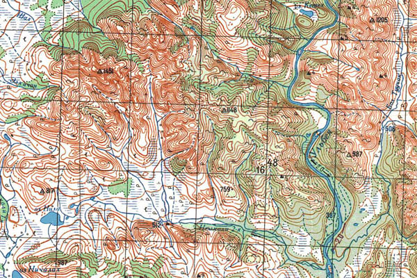 Уменьшенный фрагмент представленной топографической карты P-54-35_36 - Trasa.ru